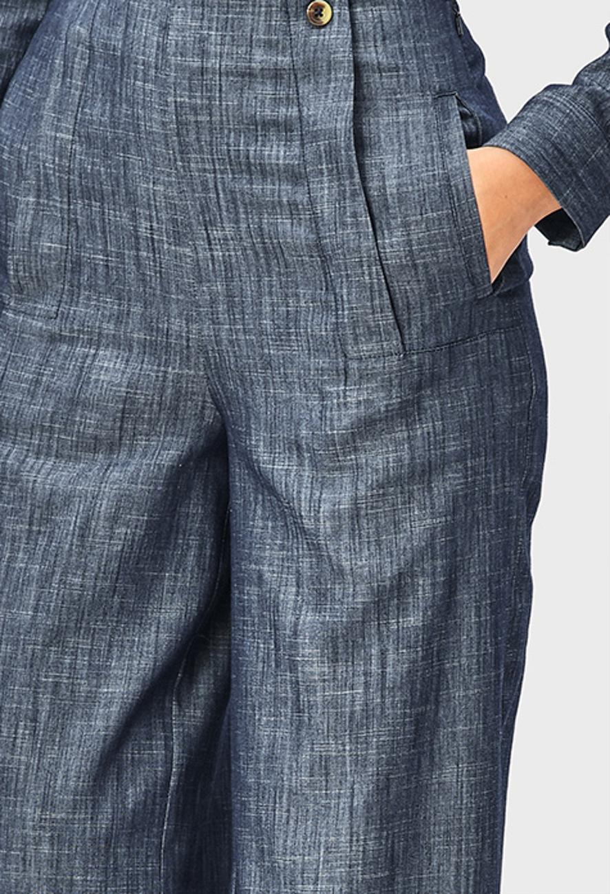 Cotton Chambray Wide Leg Pant - Image 4