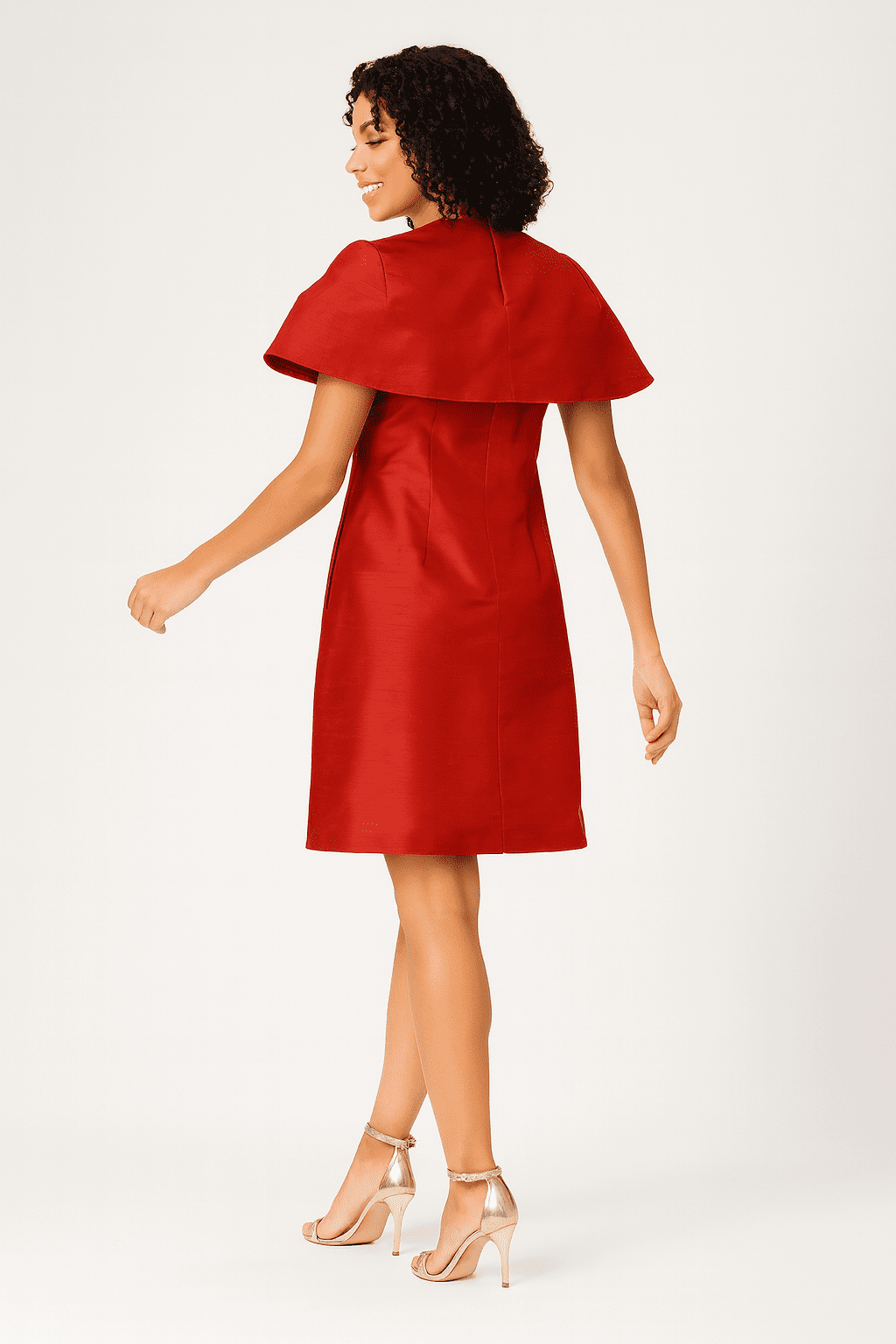 Capelet Back Dupioni A Line Dress - Image 3