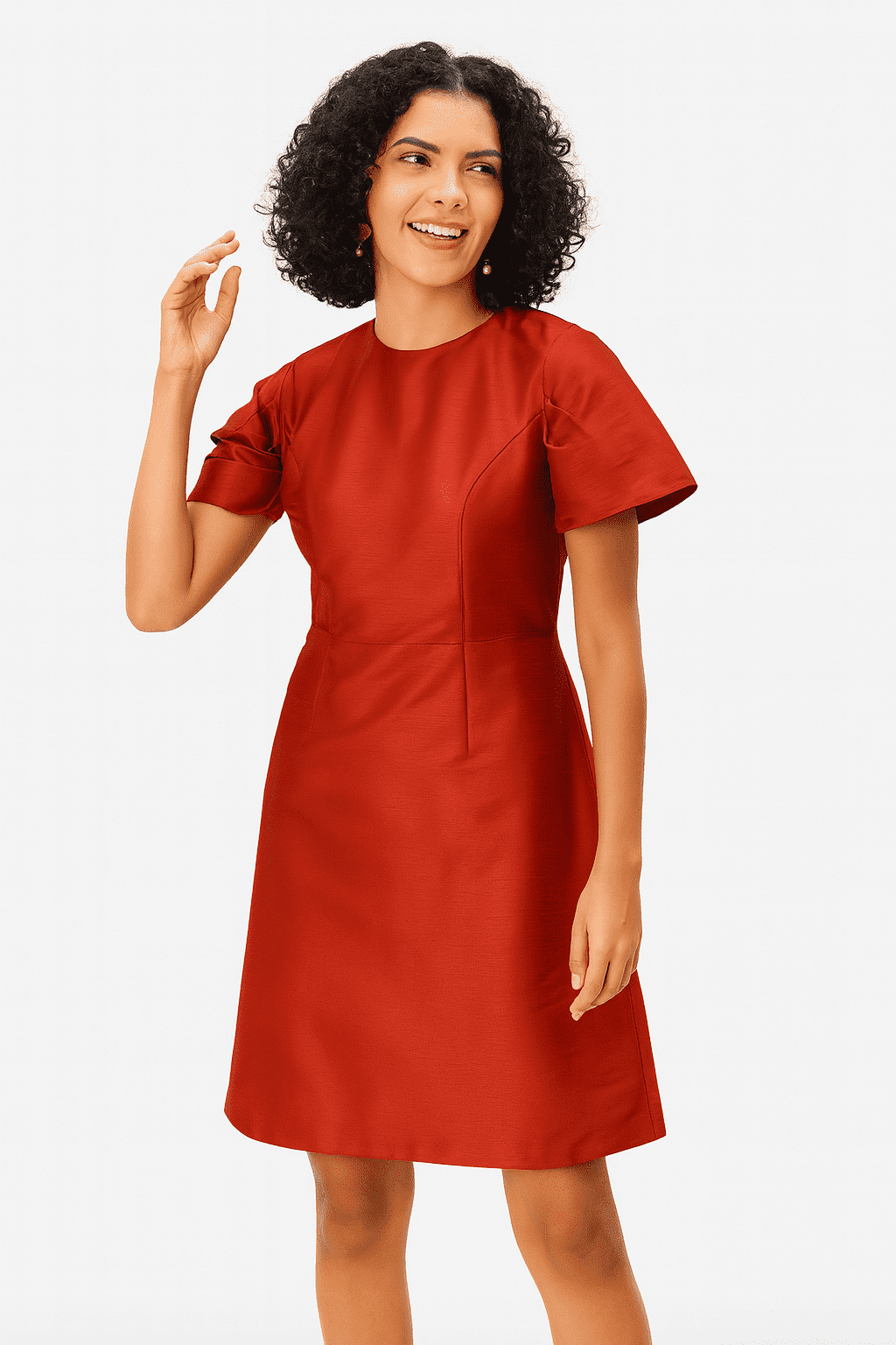 Capelet Back Dupioni A Line Dress - Image 2