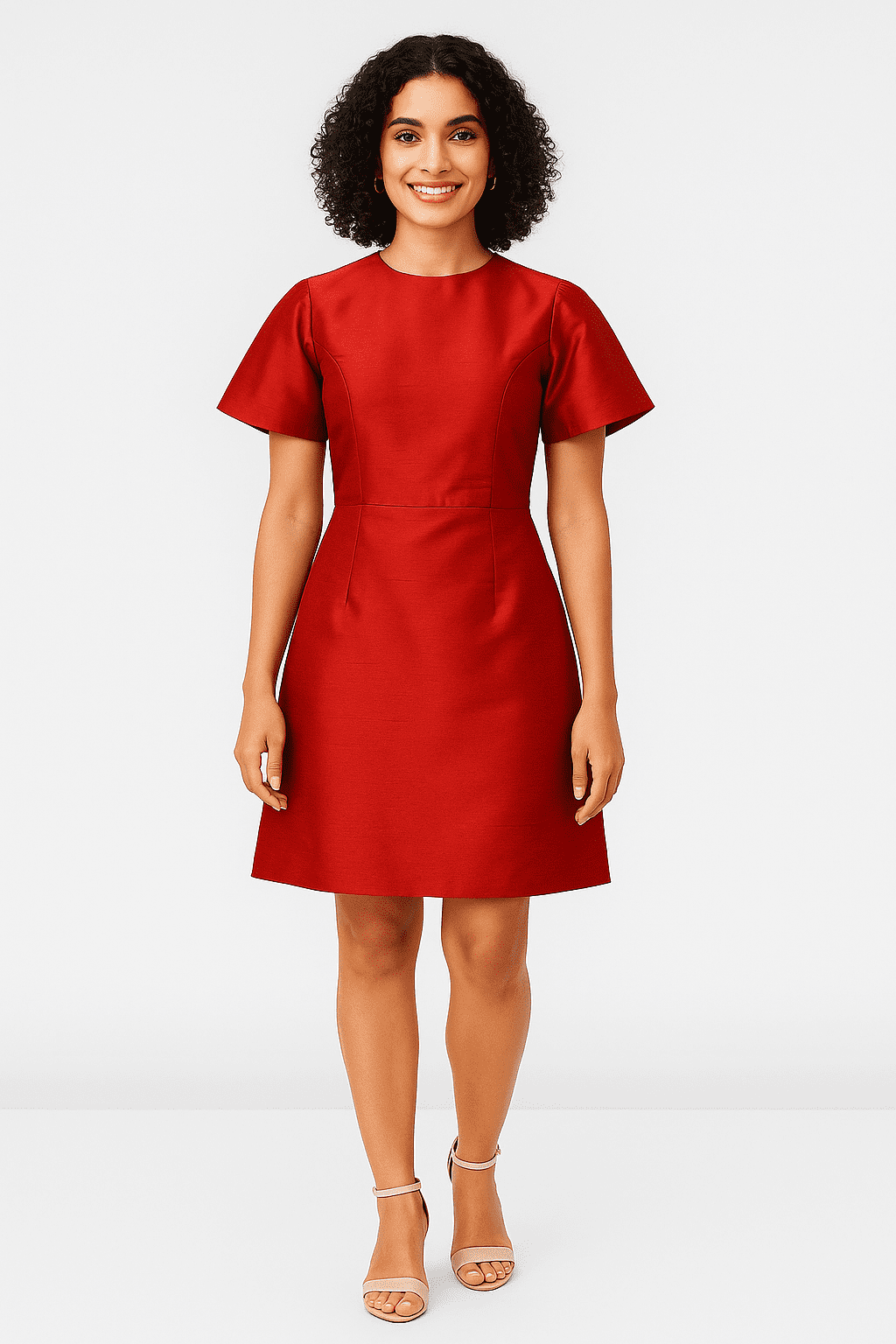 Capelet Back Dupioni A Line Dress