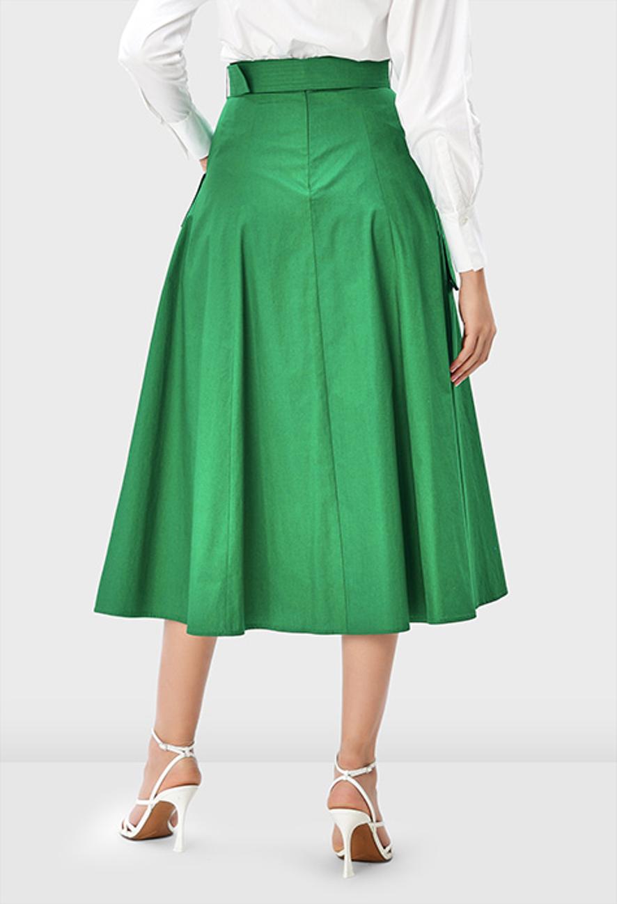 Cargo Pocket Cotton Poplin Faux Wrap Skirt - Image 4