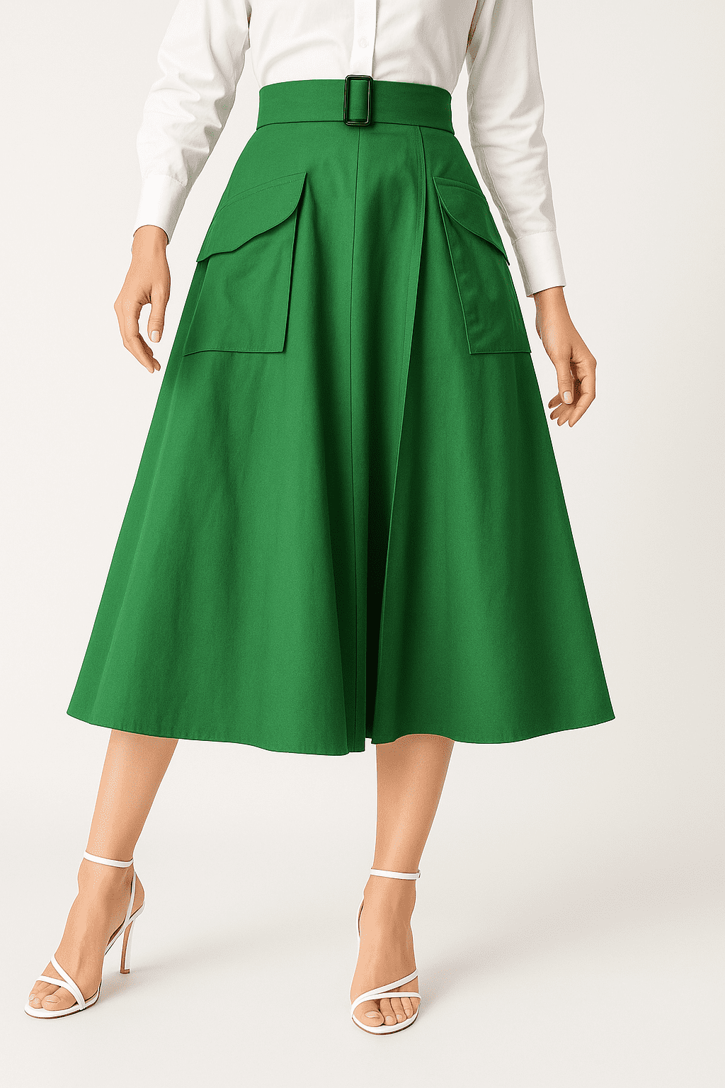 Cargo Pocket Cotton Poplin Faux Wrap Skirt - Image 5