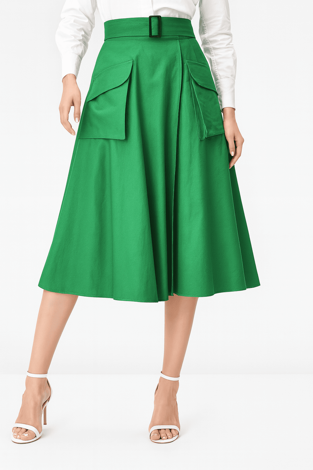 Cargo Pocket Cotton Poplin Faux Wrap Skirt - Image 3