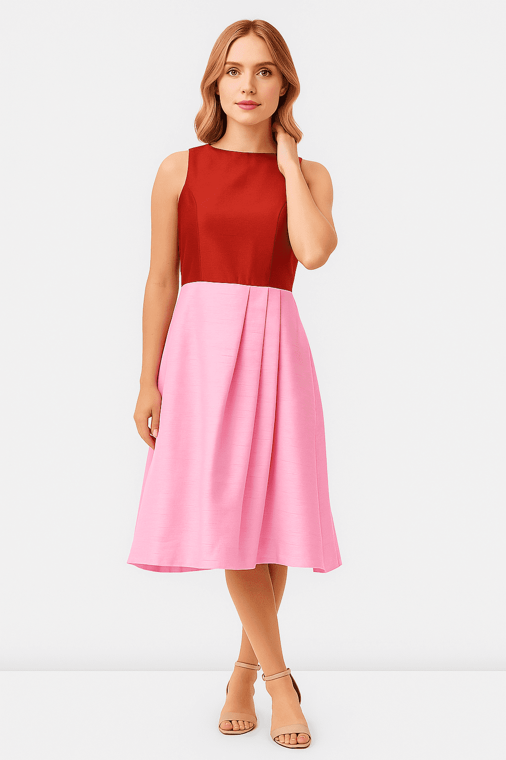 Color Block Dupioni Flare Dress - Image 2
