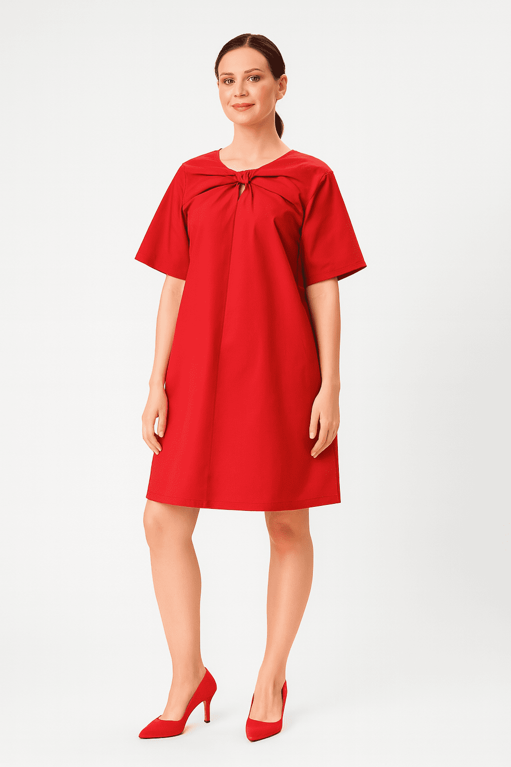 Bow Tie Front Cotton Poplin Dress - Image 2