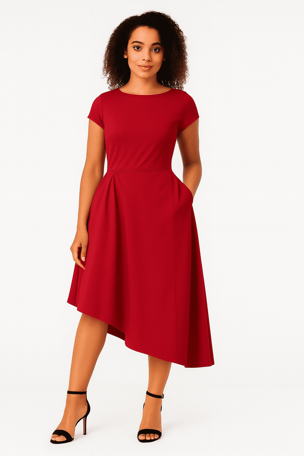 Asymmetric Hem Cotton Knit Dress