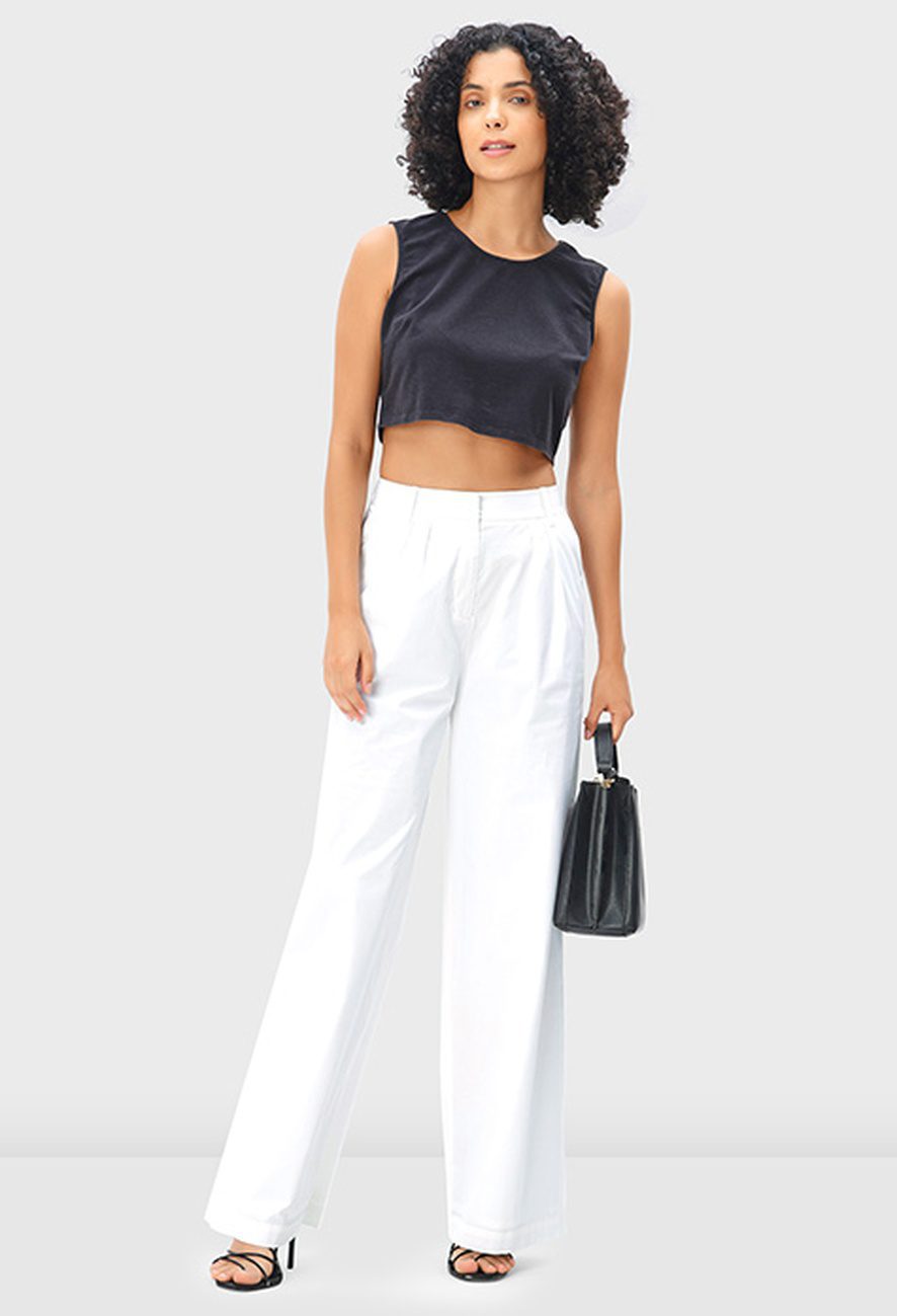 Cotton Poplin Wide Leg Pants - Image 4