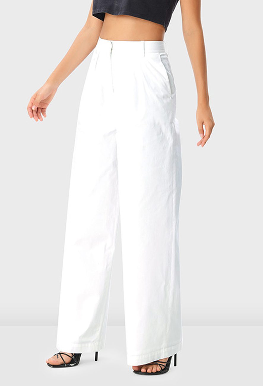 Cotton Poplin Wide Leg Pants - Image 2
