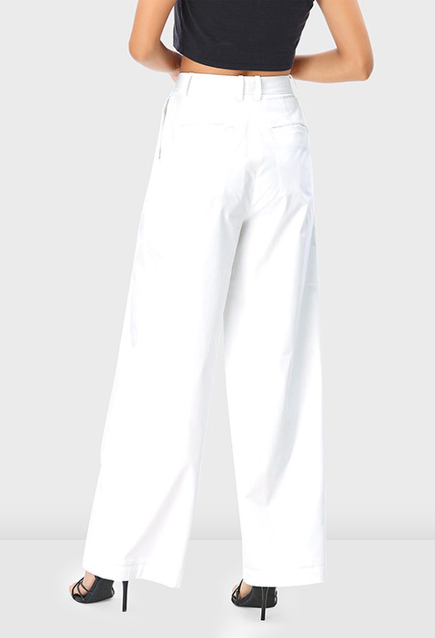 Cotton Poplin Wide Leg Pants - Image 3