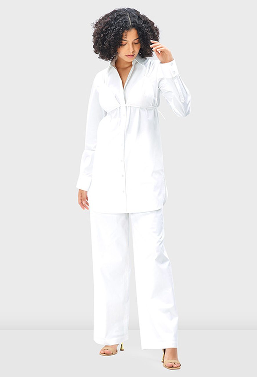 Cotton Poplin Wide Leg Pants