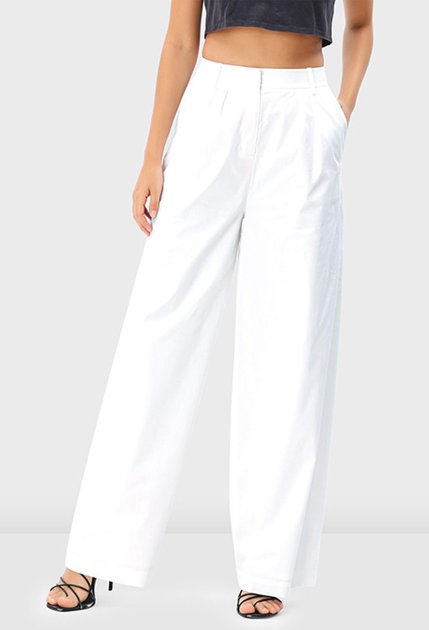 Cotton Poplin Wide Leg Pants - Image 6