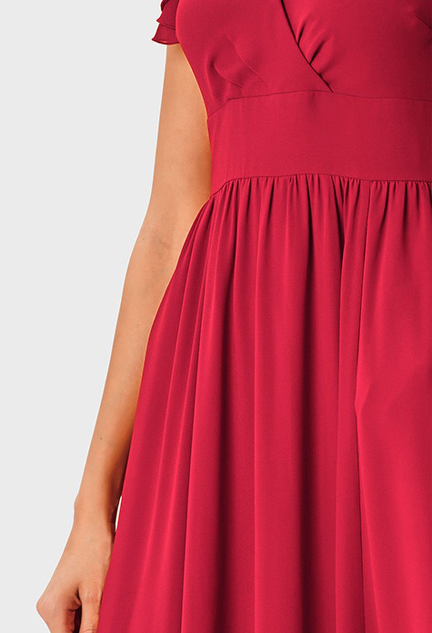 Flutter Sleeve Chiffon Surplice Empire Dress - Image 4