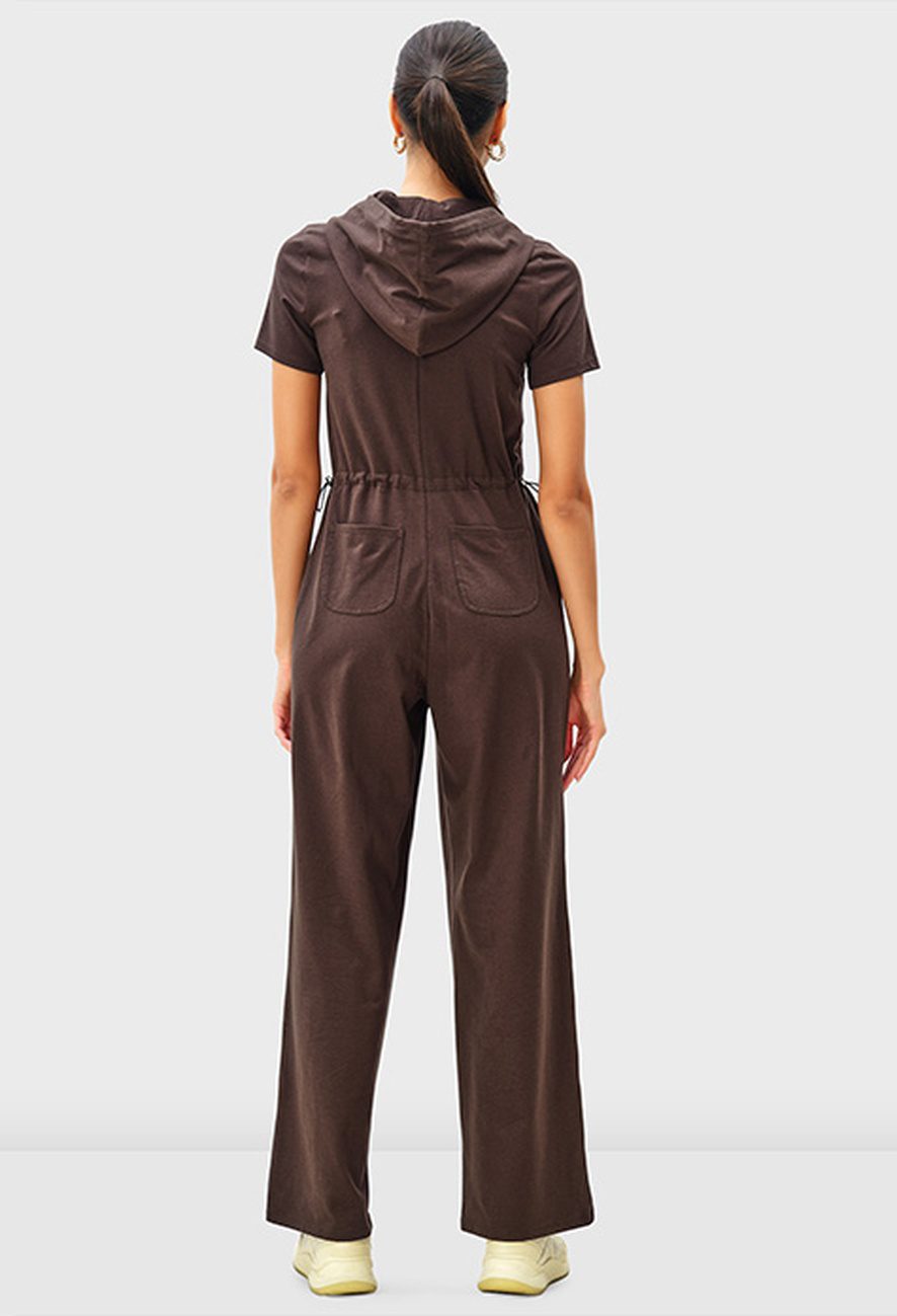 Zip Front Cotton Jersey Hoodie JumpSuit - Image 4