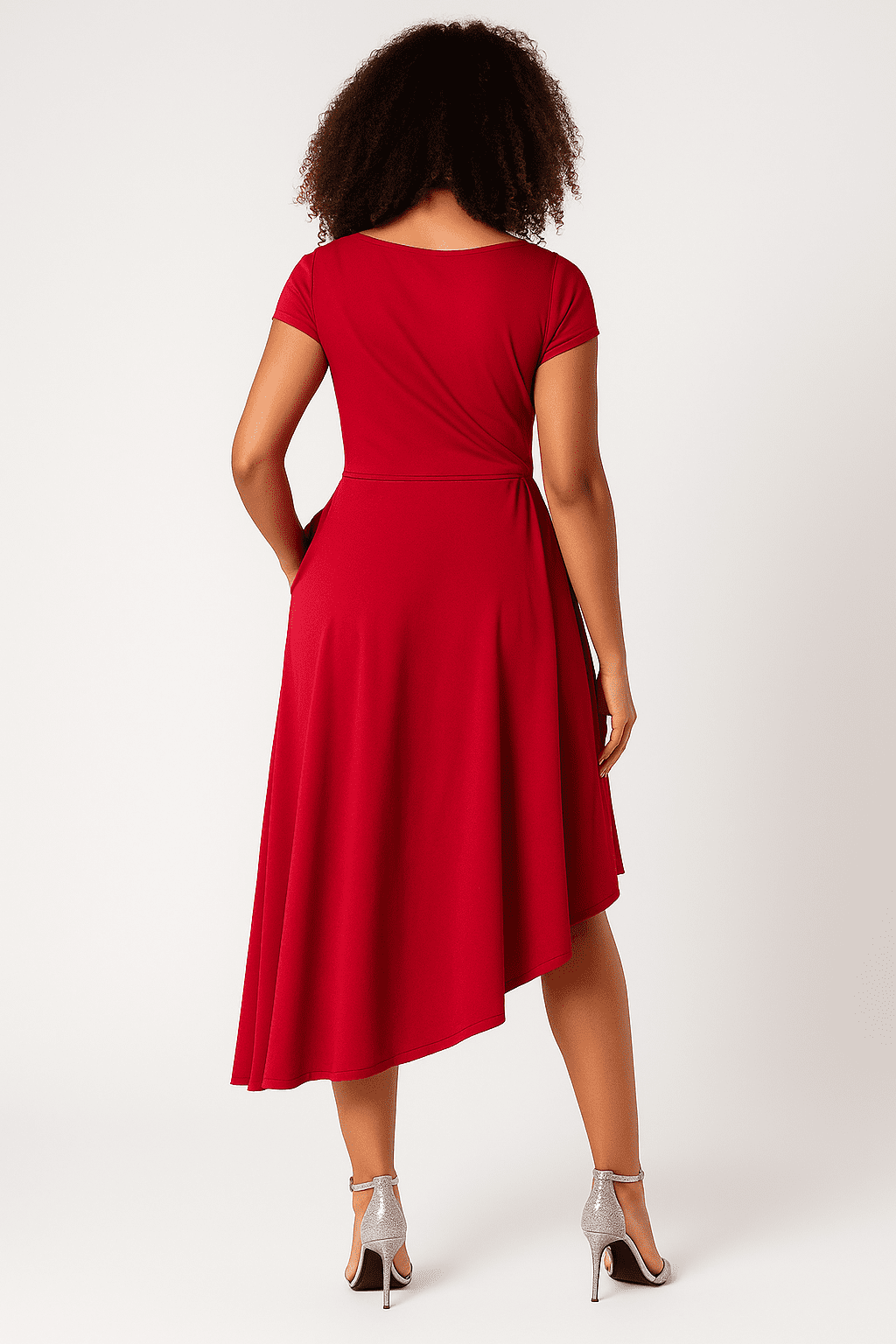 Asymmetric Hem Cotton Knit Dress - Image 3